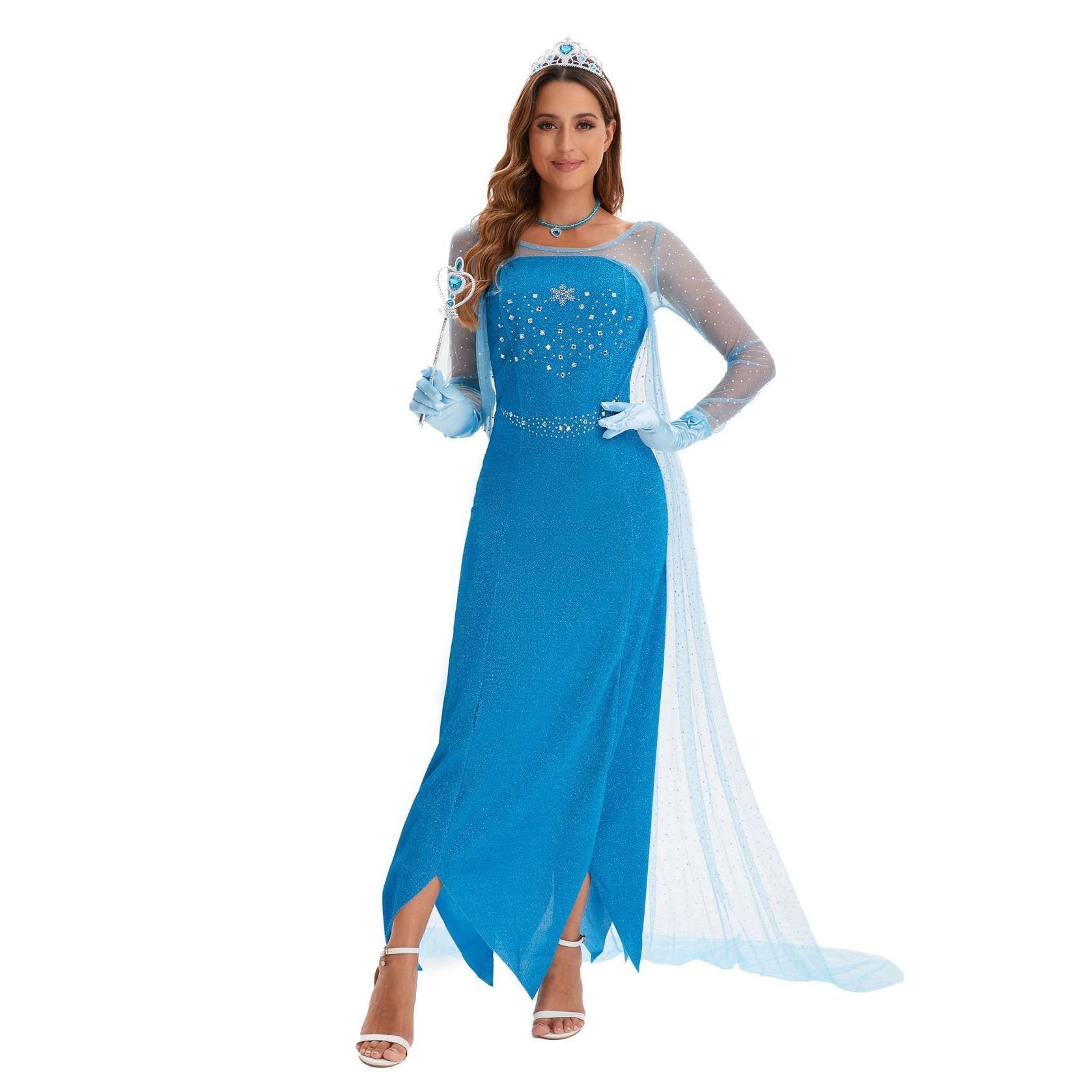 Buy2024 New Elsa Frozen Queen Costume Carnival Cosplay Suit Now Cheaper With 3 - 5 Days Ship - PajamasBuy