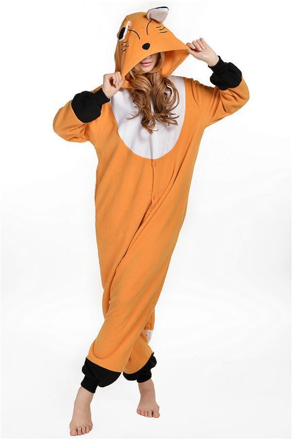 BuyAdult Animal Orange Fox Kigurumi Onesie Pajamas Costumes Now Cheaper With 3 - 5 Days Ship - PajamasBuy