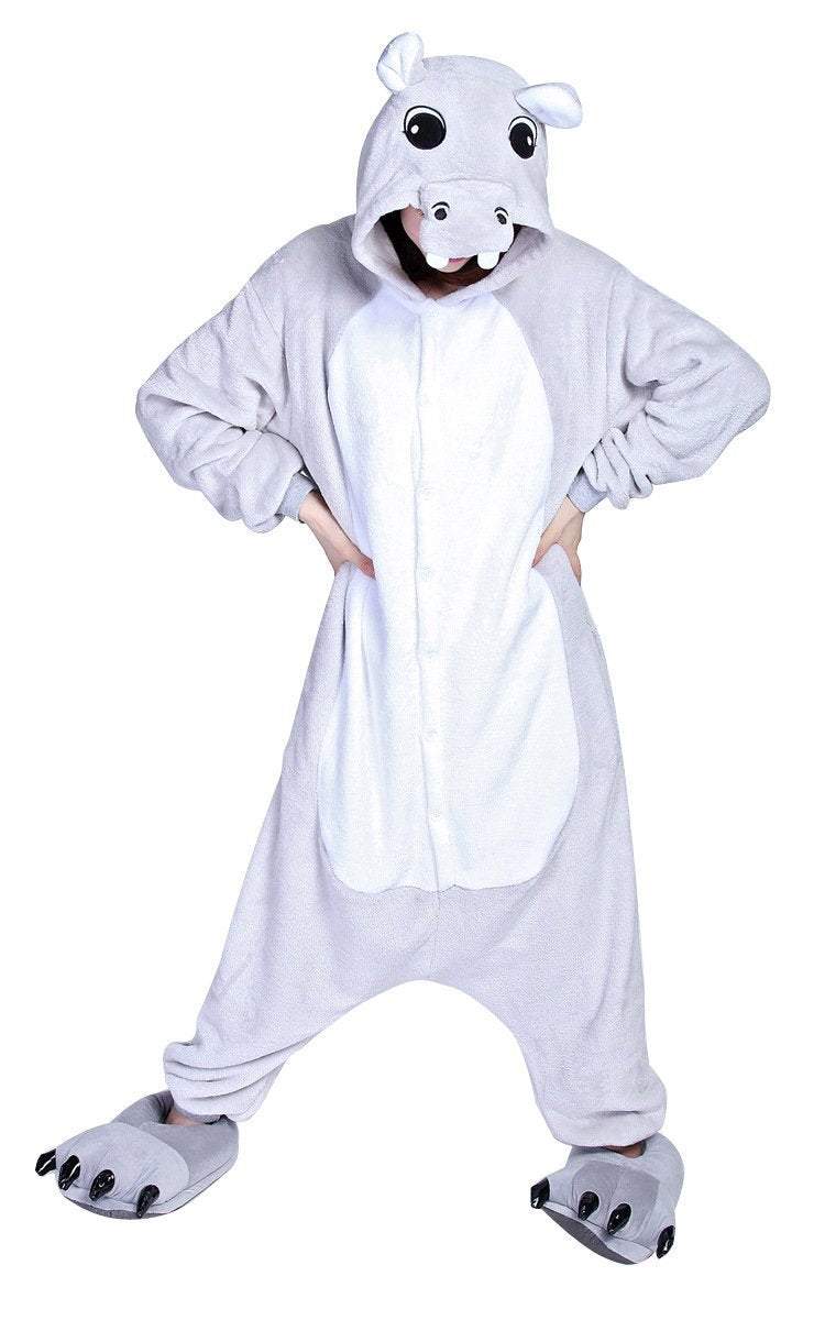 BuyAdult Unisex Hippo Onesies Hoodie Kigurumi Costume Pajamas Now Cheaper With 3 - 5 Days Ship - PajamasBuy