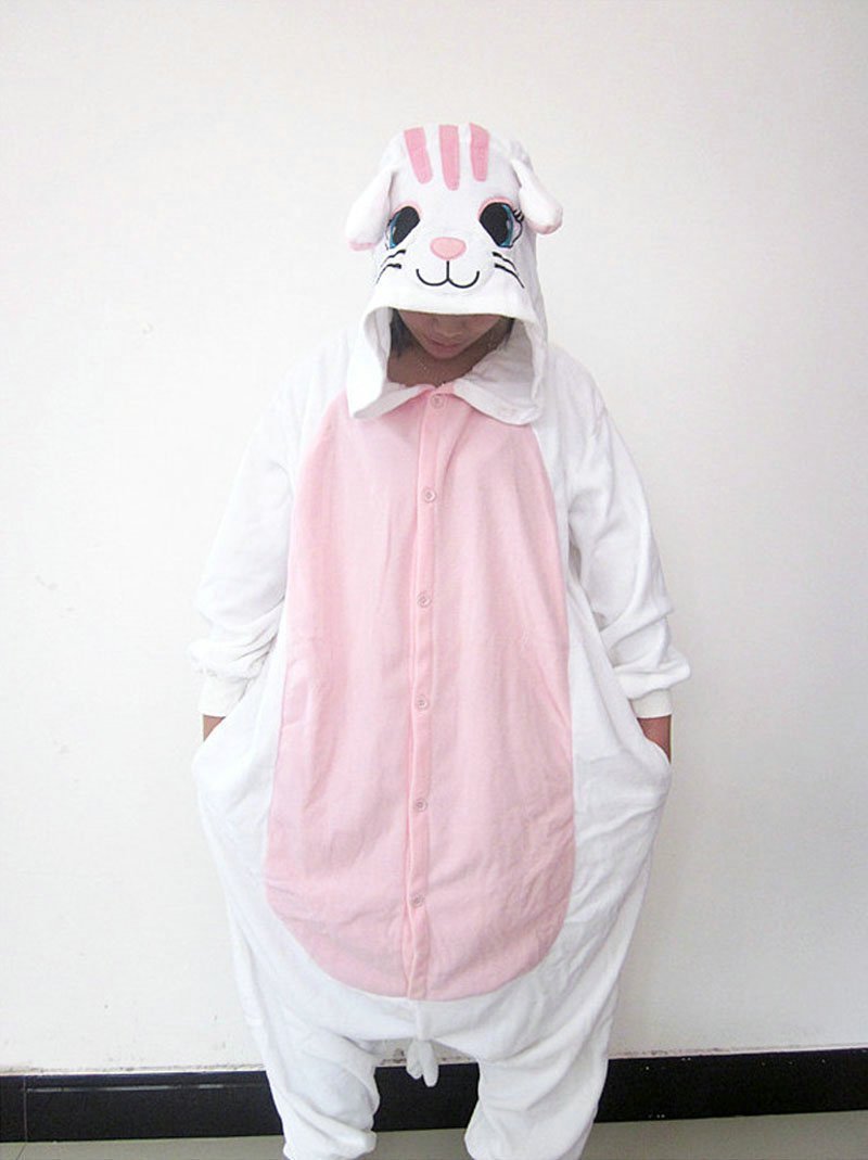 BuyAdult white cat Onesies Hoodie kigurumi costume Pajamas Now Cheaper With 3 - 5 Days Ship - PajamasBuy