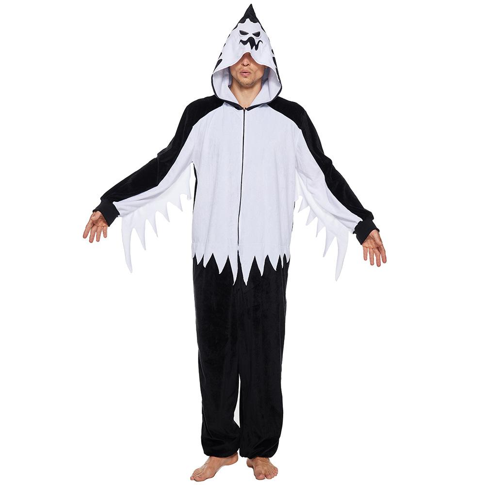 BuyAdult White Haunt Fluffy Hooded Pajamas Halloween Horror Role Play Costume Now Cheaper With 3 - 5 Days Ship - PajamasBuy