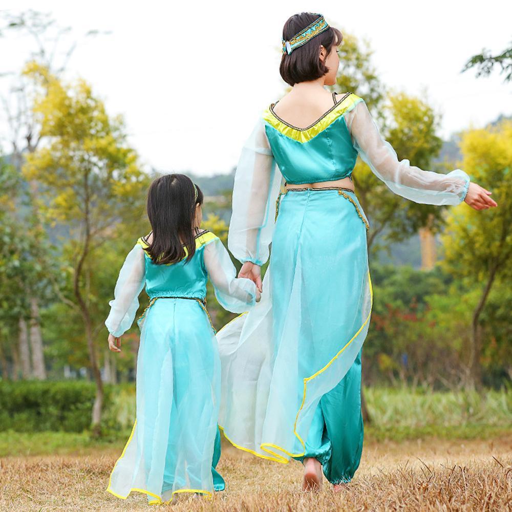 BuyAladdin Princess Jasmine Costume Cosplay Matching Dress Mom And Me Now Cheaper With 3 - 5 Days Ship - PajamasBuy