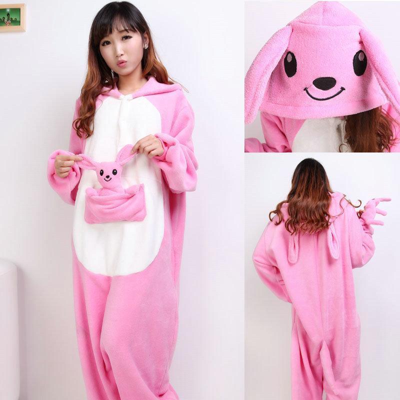 BuyAnimal Adult Pink Kangaroo Onesies kigurumi Pajamas costumes Now Cheaper With 3 - 5 Days Ship - PajamasBuy