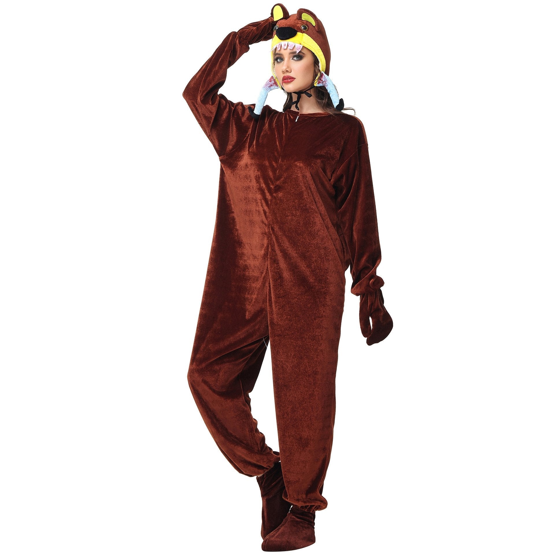 BuyAnimal kigurumi onesies Cannibal Bear Costume Funny Pajamas for Halloween Now Cheaper With 3 - 5 Days Ship - PajamasBuy