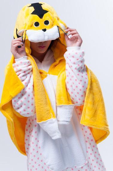 BuyAnimal Kigurumi Yellow Tiger Cosplay Costume Cloak Shawl Now Cheaper With 3 - 5 Days Ship - PajamasBuy