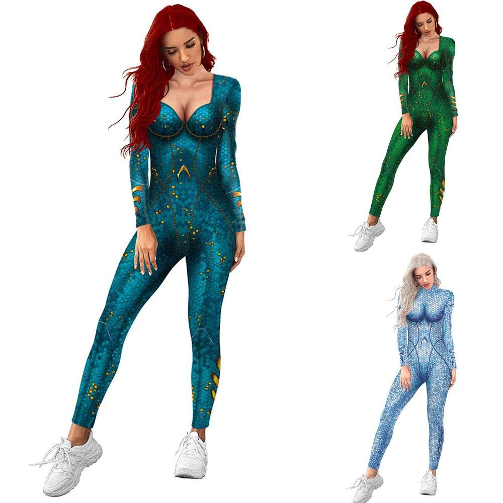 BuyAtlanna Queen Aquaman Cosplay Costume Jumpsuit Halloween Sequined Catsuit Party Zentai Now Cheaper With 3 - 5 Days Ship - PajamasBuy