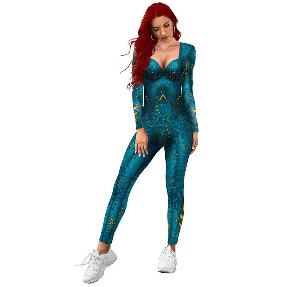 BuyAtlanna Queen Aquaman Cosplay Costume Jumpsuit Halloween Sequined Catsuit Party Zentai Now Cheaper With 3 - 5 Days Ship - PajamasBuy