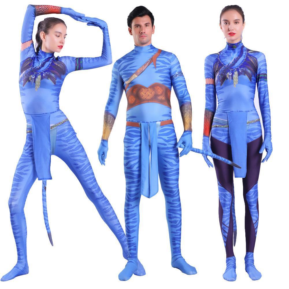 BuyAvatar 2 Neytiri Battle Costume Tail Suit Unisex Jumpsuit Halloween Cosplay Zentai Bodysuit for Adult Kids Now Cheaper With 3 - 5 Days Ship - PajamasBuy