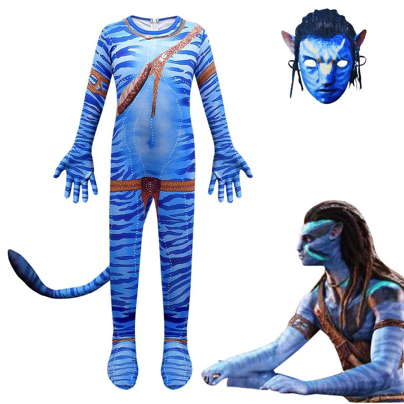 BuyAvatar: The Way of Water Costume Blue Cosplay zentai jumpsuit For Kids Now Cheaper With 3 - 5 Days Ship - PajamasBuy