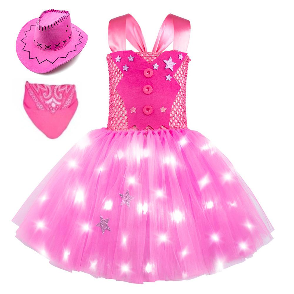 BuyBarbie Movie Margot Barbie Pink Glow Tutu Dress Halloween Outfits Cosplay Costume Kids Now Cheaper With 3 - 5 Days Ship - PajamasBuy