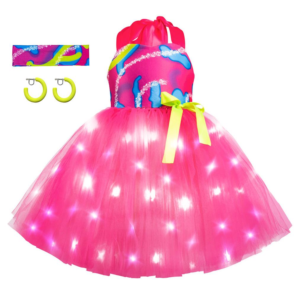 BuyBarbie Movie Margot Barbie Pink Glow Tutu Dress Halloween Outfits Cosplay Costume Kids Now Cheaper With 3 - 5 Days Ship - PajamasBuy