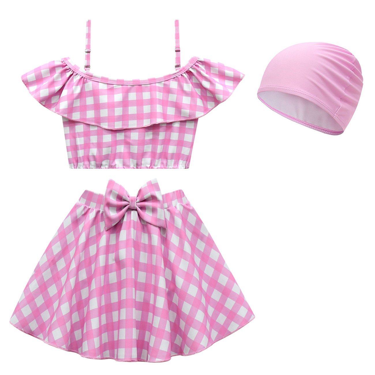 BuyBarbie Movie Margot Robbie Barbie Plaid Kids Swimsuit Outfits Cosplay Costume Now Cheaper With 3 - 5 Days Ship - PajamasBuy