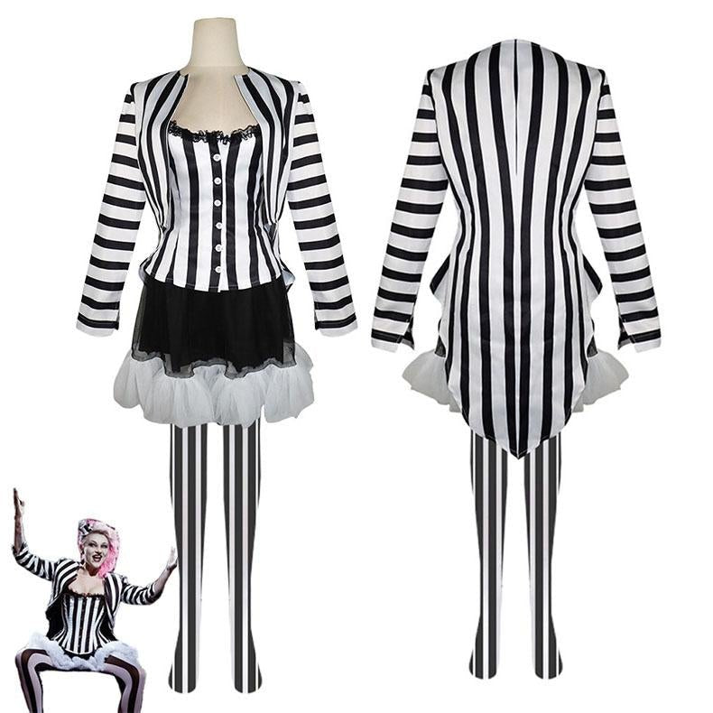 BuyBeetlejuice 2 Costume Black and White Striped Women Dress Outfits Now Cheaper With 3 - 5 Days Ship - PajamasBuy