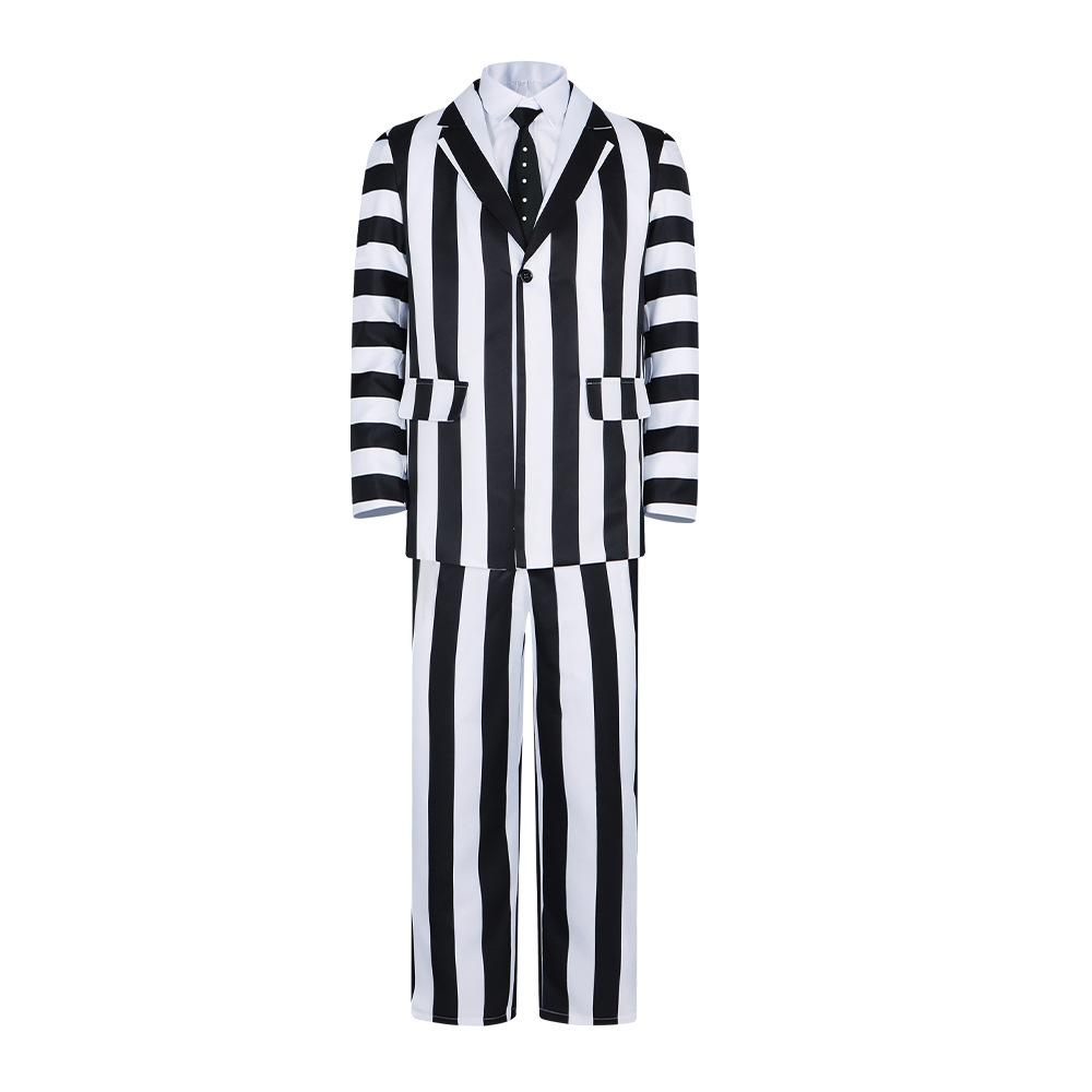 BuyBeetlejuice Adam Maitland Black And White Stripes Cosplay Costume Party Carnival Suit Now Cheaper With 3 - 5 Days Ship - PajamasBuy