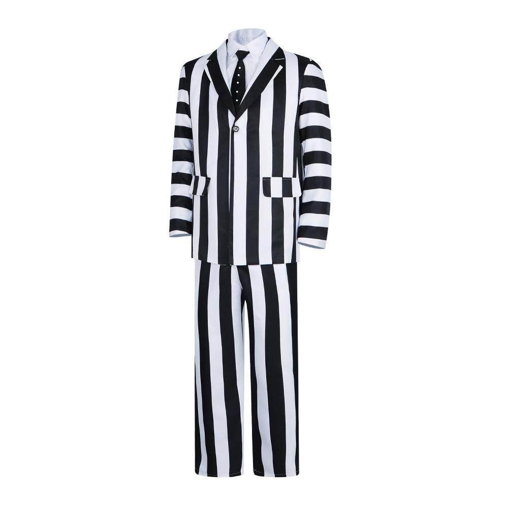 BuyBeetlejuice Adam Maitland Black And White Stripes Cosplay Costume Party Carnival Suit Now Cheaper With 3 - 5 Days Ship - PajamasBuy