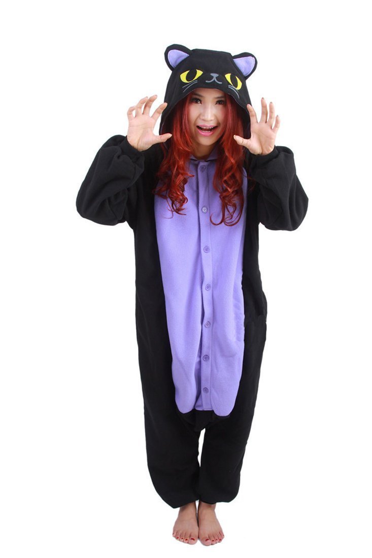 BuyBlack Kitty Cat Kigurumi Animal Onesies Costumes Pajamas Now Cheaper With 3 - 5 Days Ship - PajamasBuy