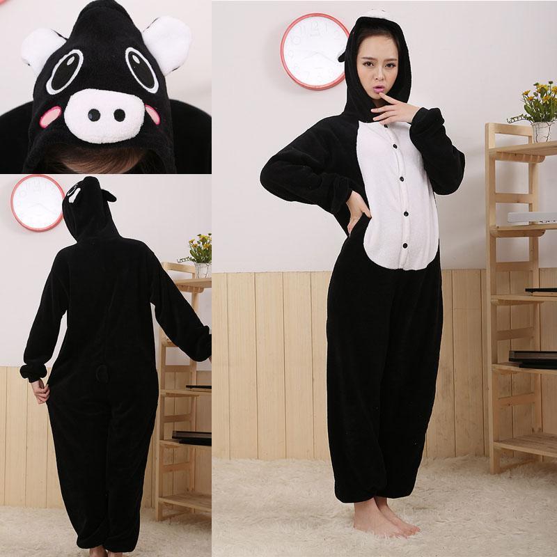 BuyBlack Pig Onesies Hoodie Pajamas Animal Costume Kigurumi Now Cheaper With 3 - 5 Days Ship - PajamasBuy