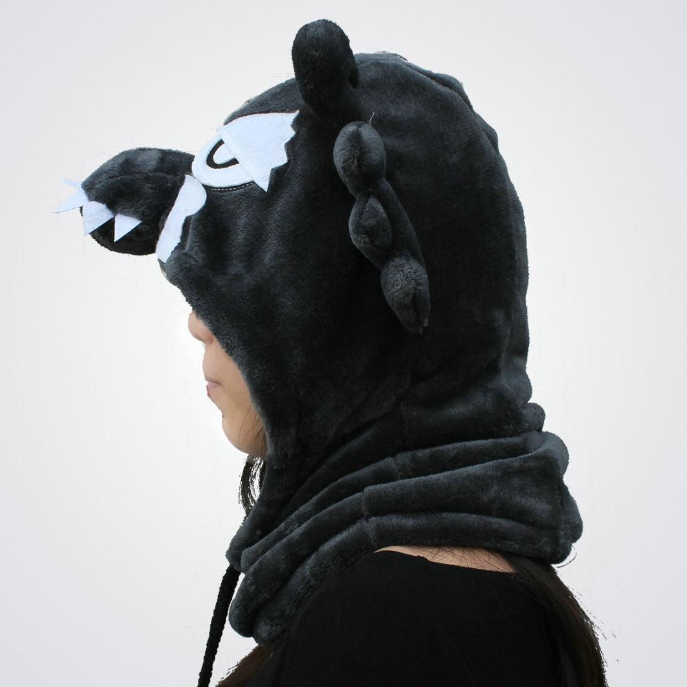 BuyBlack Timber Wolf Kigurumi Neck warmer Hood animal hat Now Cheaper With 3 - 5 Days Ship - PajamasBuy