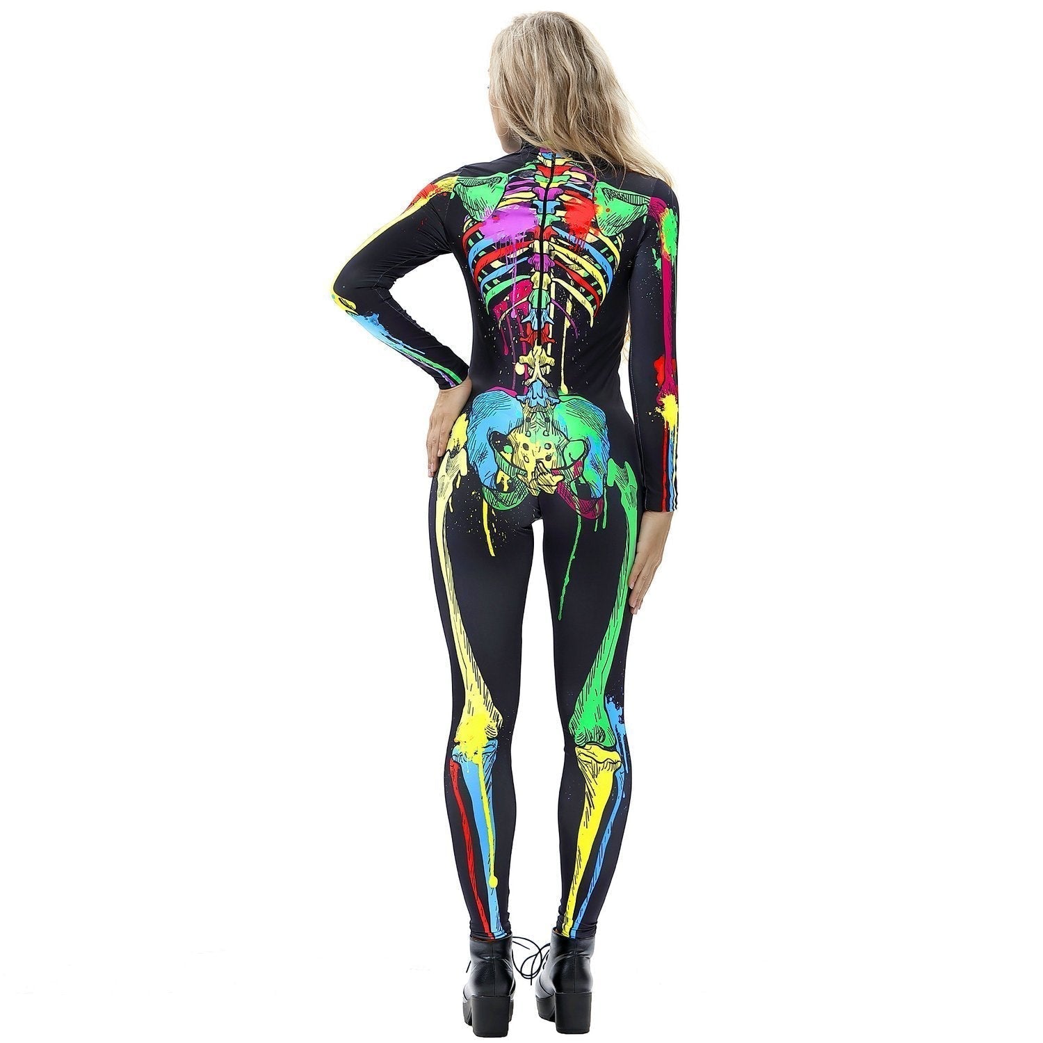 BuyColoful Skull Halloween Cosplay Costume Bodycon Jumpsuit for Women Now Cheaper With 3 - 5 Days Ship - PajamasBuy