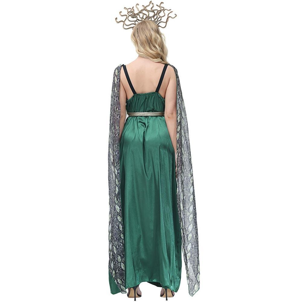 BuyDark green snake print slit dress mythical siren Medusa dress Halloween Costumes for adult Now Cheaper With 3 - 5 Days Ship - PajamasBuy