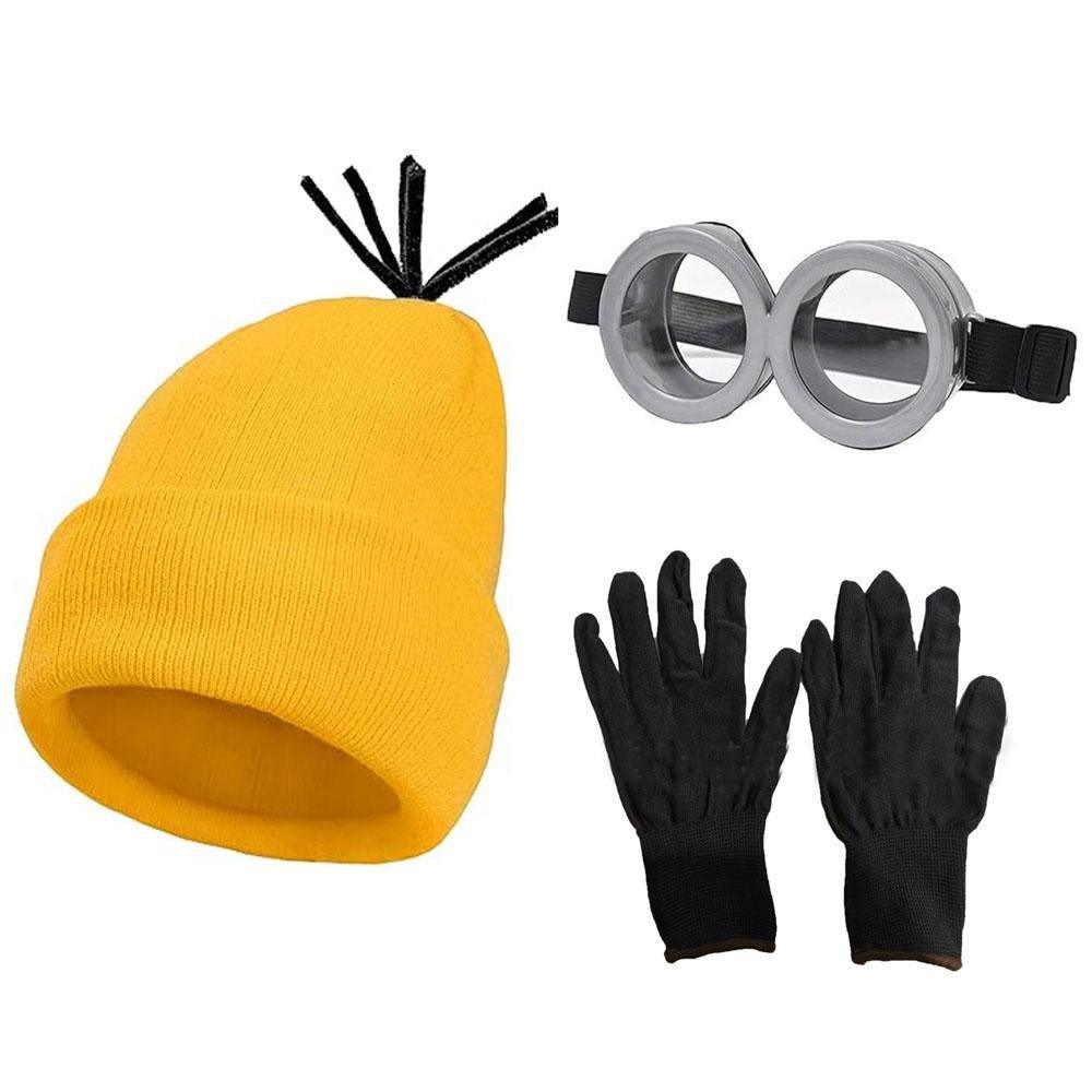 Despicable Me Minions Hat knitted hat gloves glasses set costume props cosplay - Pajamasbuy