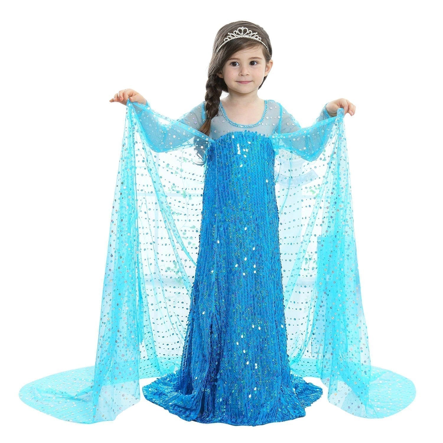 BuyFrozen Elsa Costume Long Sleeve Girl Party Princess Dress Now Cheaper With 3 - 5 Days Ship - PajamasBuy