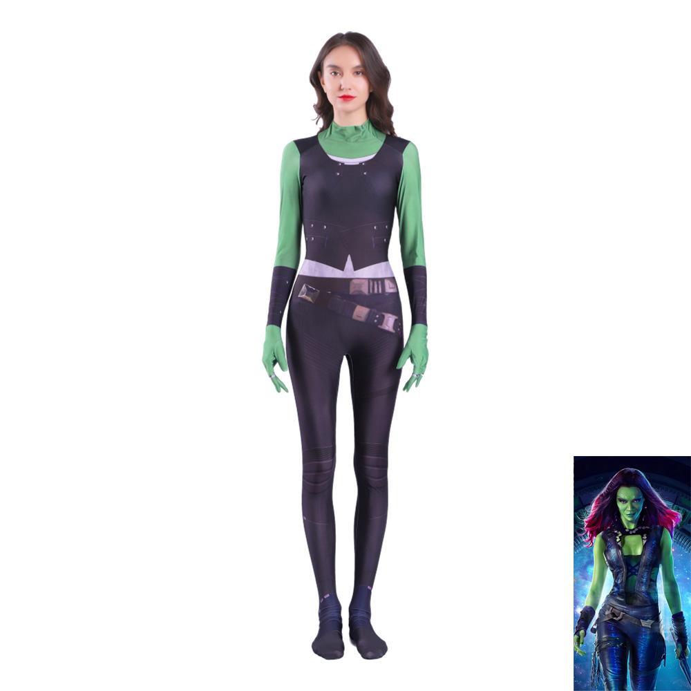 BuyGamora Costumes Guardians of The Galaxy Cosplay Jumpsuit Superhero Avengers Zentai Now Cheaper With 3 - 5 Days Ship - PajamasBuy