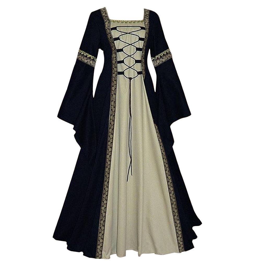 BuyGothic retro women's Medieval Court Costume Robe large size trumpet sleeve long dress Now Cheaper With 3 - 5 Days Ship - PajamasBuy