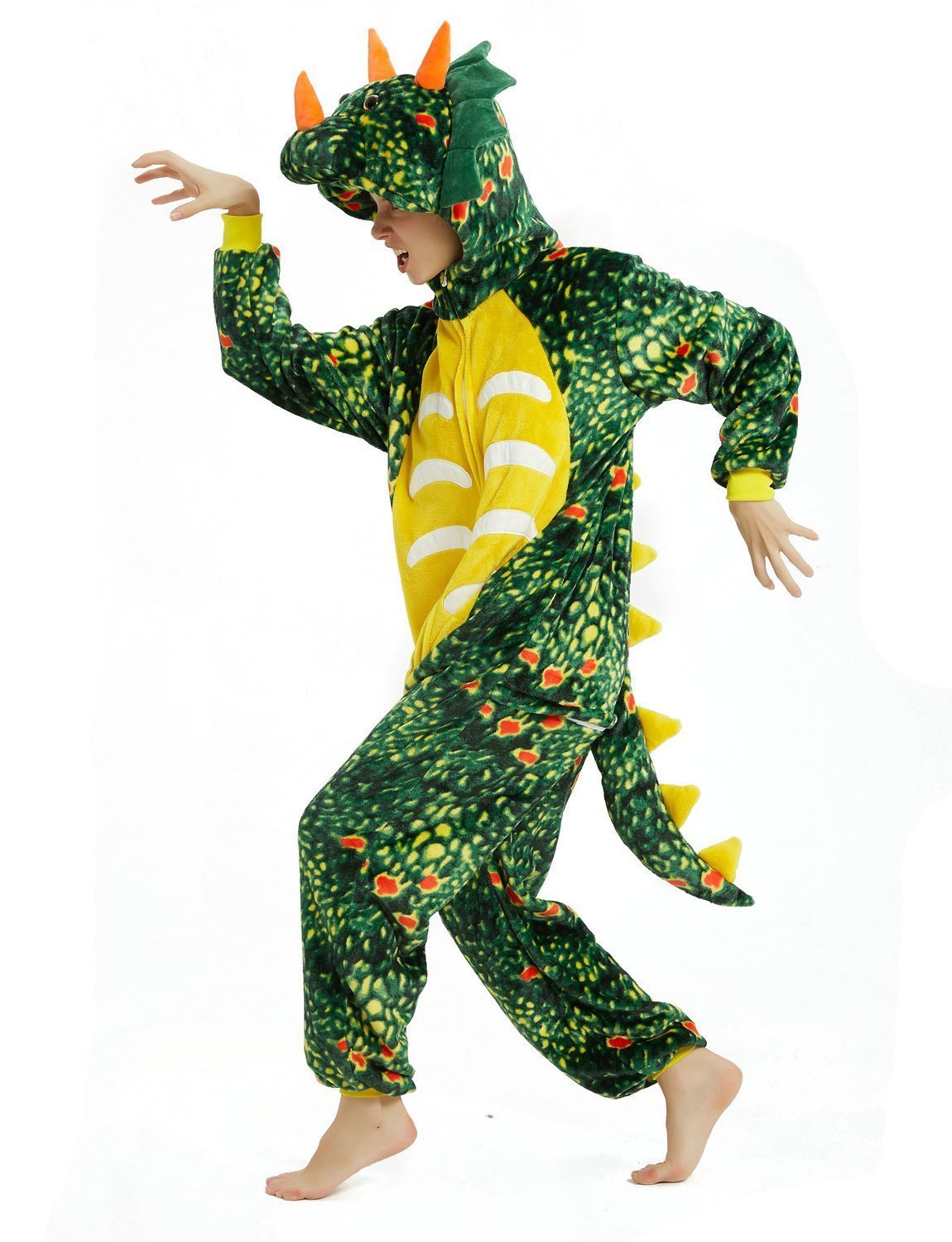 BuyGreen Triceratops Dragon Adult Kids Kigurumi Onesies Pajamas Costume Now Cheaper With 3 - 5 Days Ship - PajamasBuy