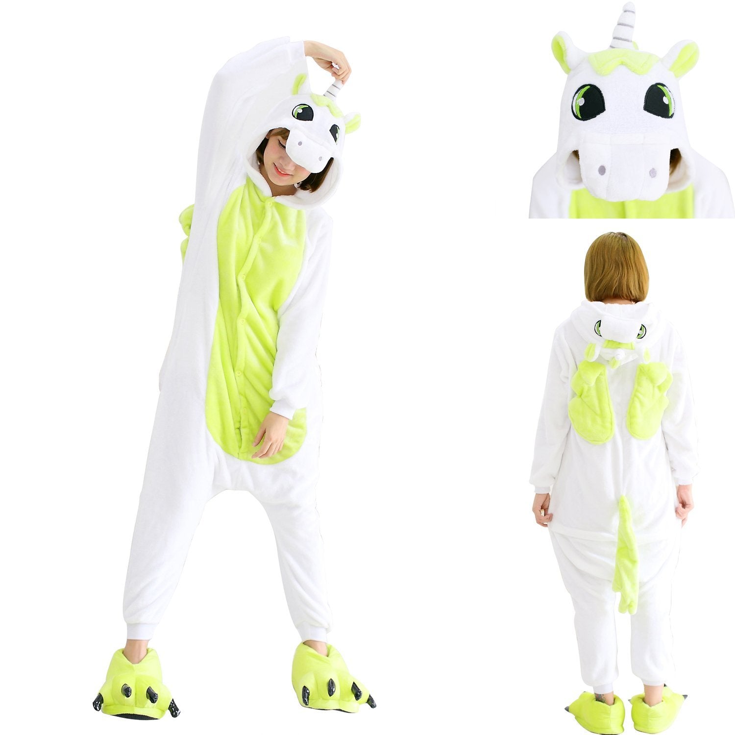 BuyGreen Unicorn Pegasus Kigurumi Adult Onesies Costume Pajamas Now Cheaper With 3 - 5 Days Ship - PajamasBuy