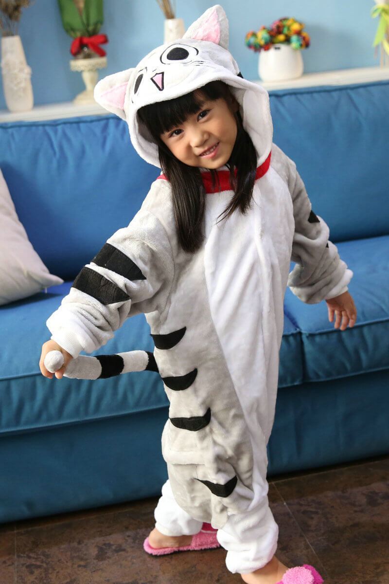 BuyGrey Chi's Cat Kids Onesies Hoodie Costume Kigurumi Pajamas Now Cheaper With 3 - 5 Days Ship - PajamasBuy