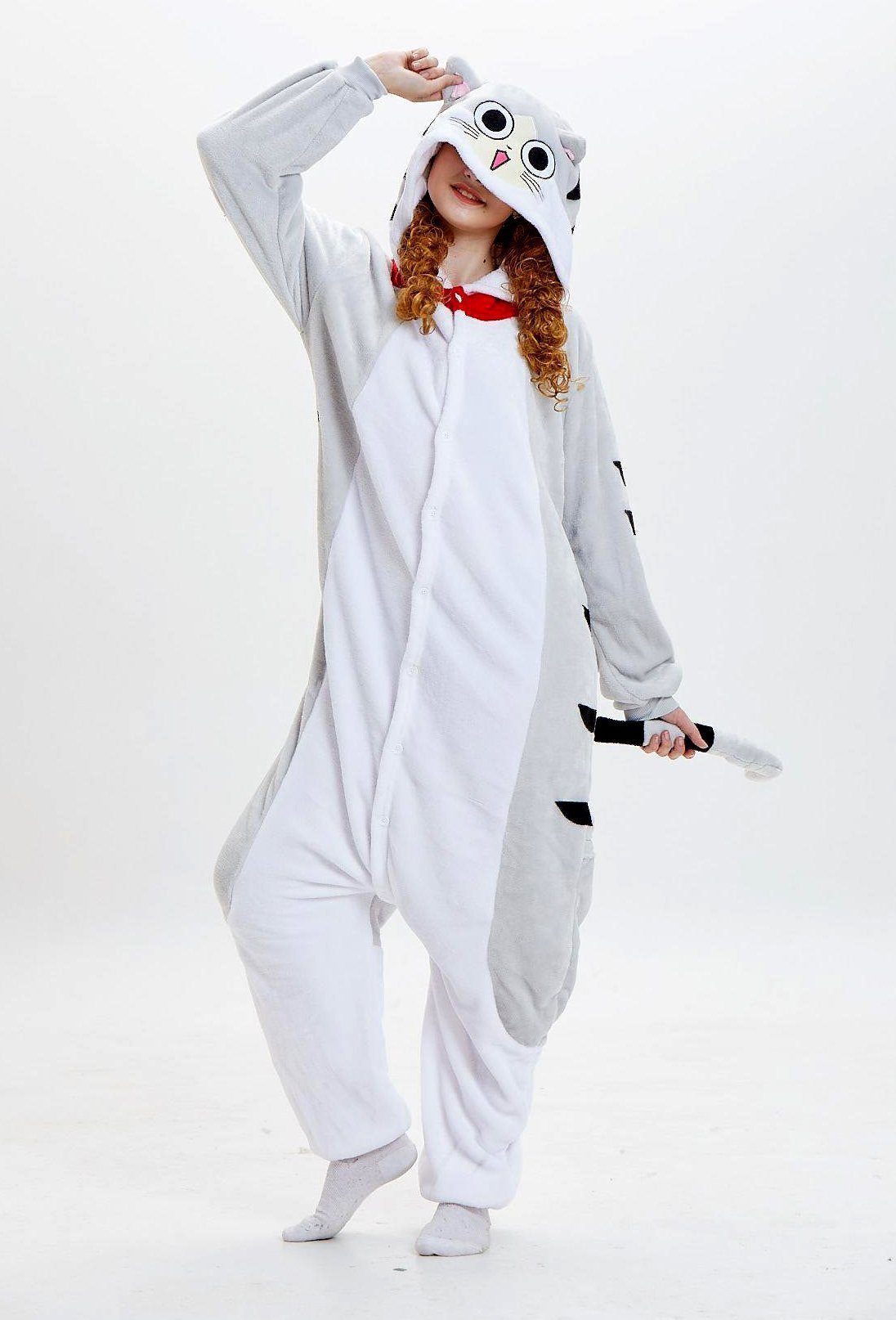 BuyGrey Chi's Cat Onesie Hoodie Unisex Costume Kigurumi Pajamas Now Cheaper With 3 - 5 Days Ship - PajamasBuy