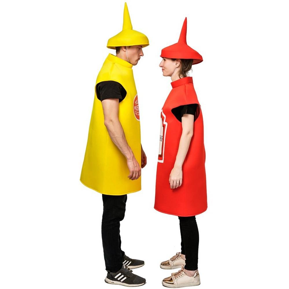 BuyHalloween Adult Couples Mustard Ketchup jumpsuit Costume Cosplay Party Now Cheaper With 3 - 5 Days Ship - PajamasBuy