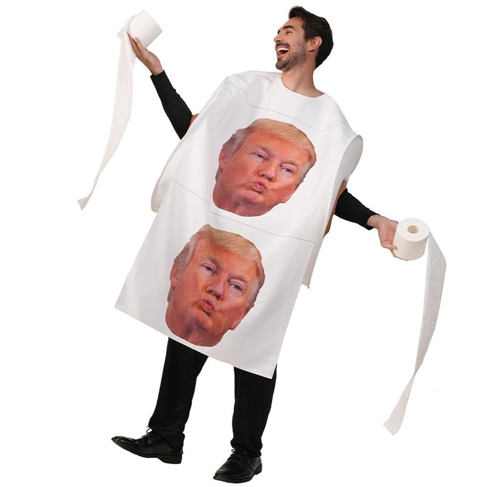 BuyHalloween Couple's Parody Toilet Paper Coat Trump Biden Heart Print Costume Now Cheaper With 3 - 5 Days Ship - PajamasBuy