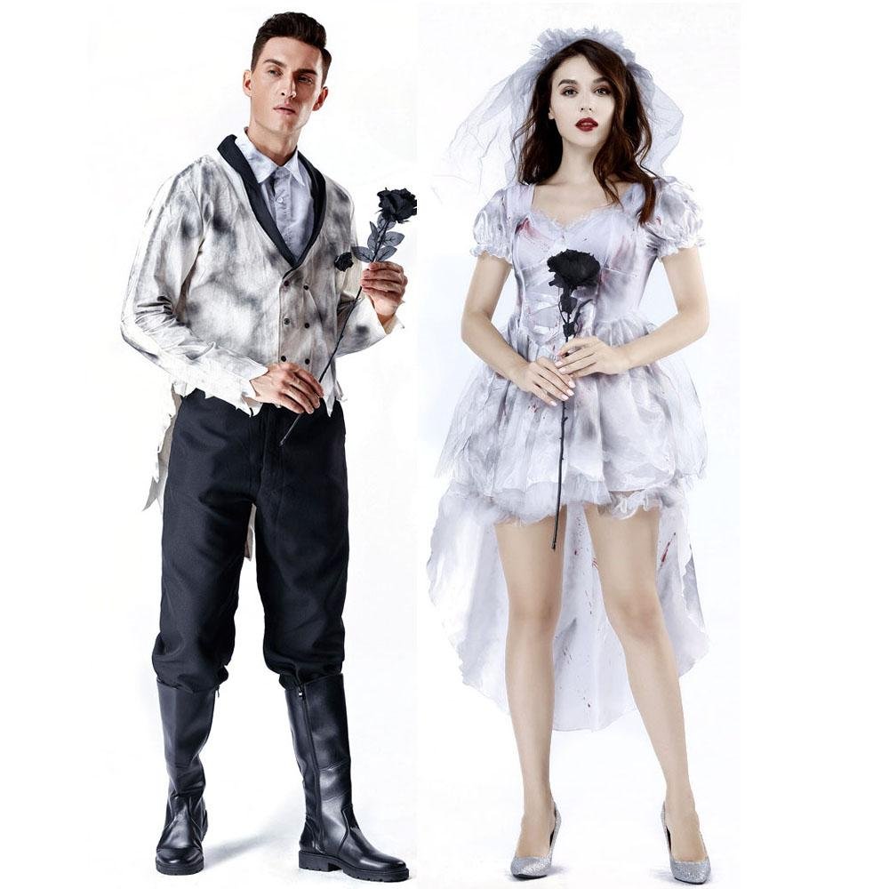 BuyHorror Ghost Bride Couples Costume Halloween Outfits Cosplay Party Carnival Now Cheaper With 3 - 5 Days Ship - PajamasBuy