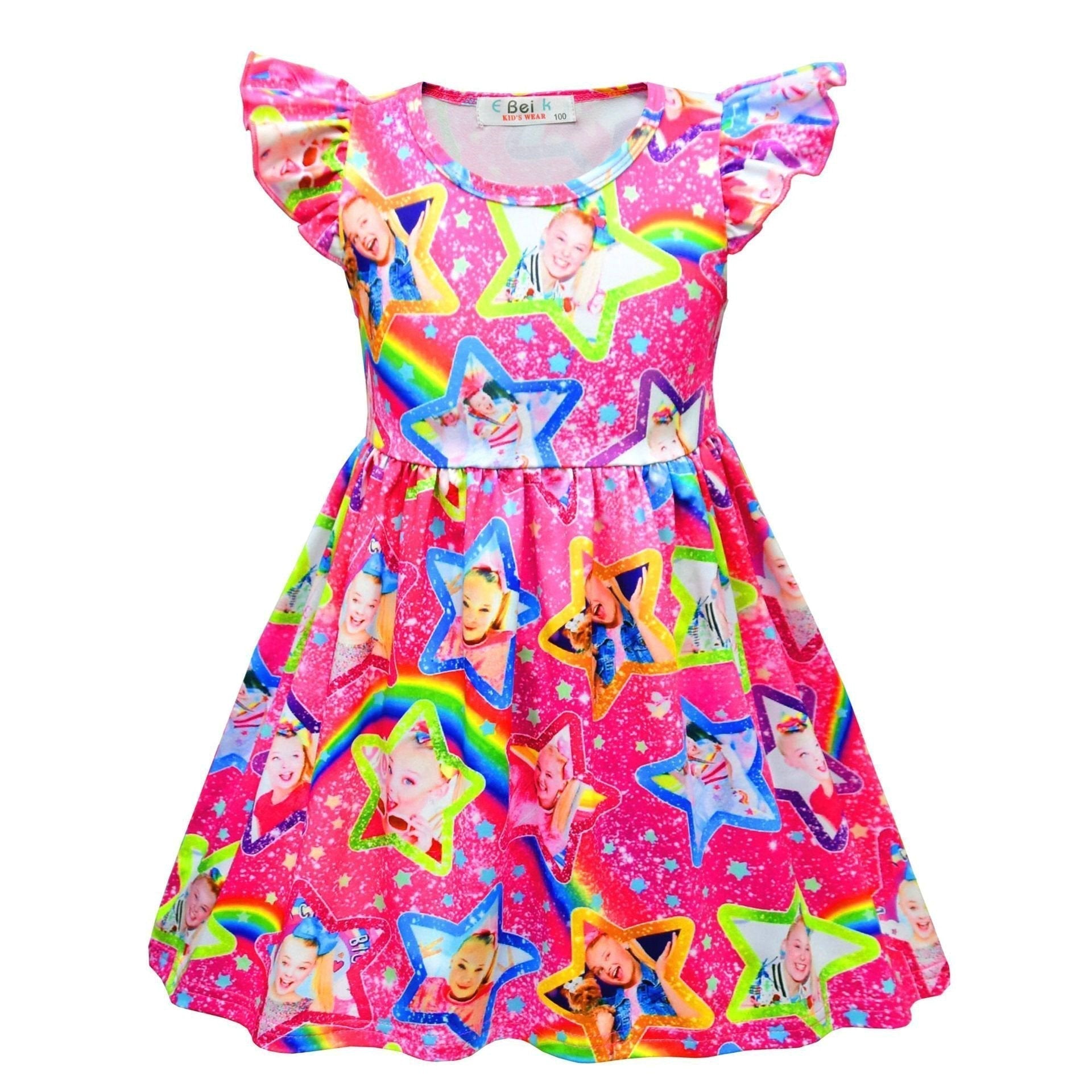 BuyJoJo Siwa Cute Girls Costume Cartoon Unicorn Ruffle Sleeve Dresses Gift Now Cheaper With 3 - 5 Days Ship - PajamasBuy