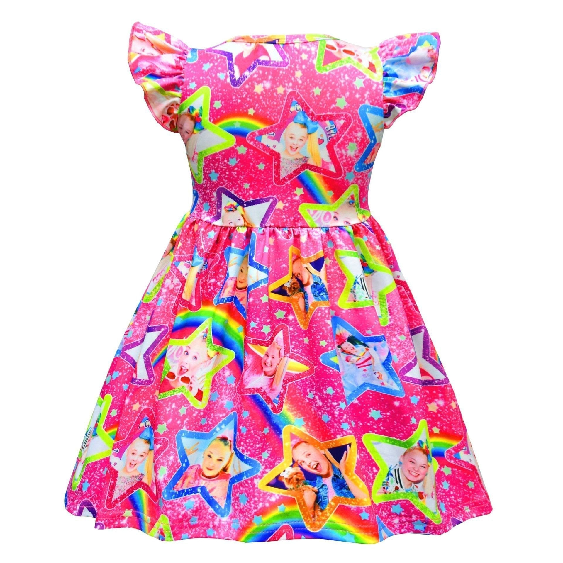 BuyJoJo Siwa Cute Girls Costume Cartoon Unicorn Ruffle Sleeve Dresses Gift Now Cheaper With 3 - 5 Days Ship - PajamasBuy