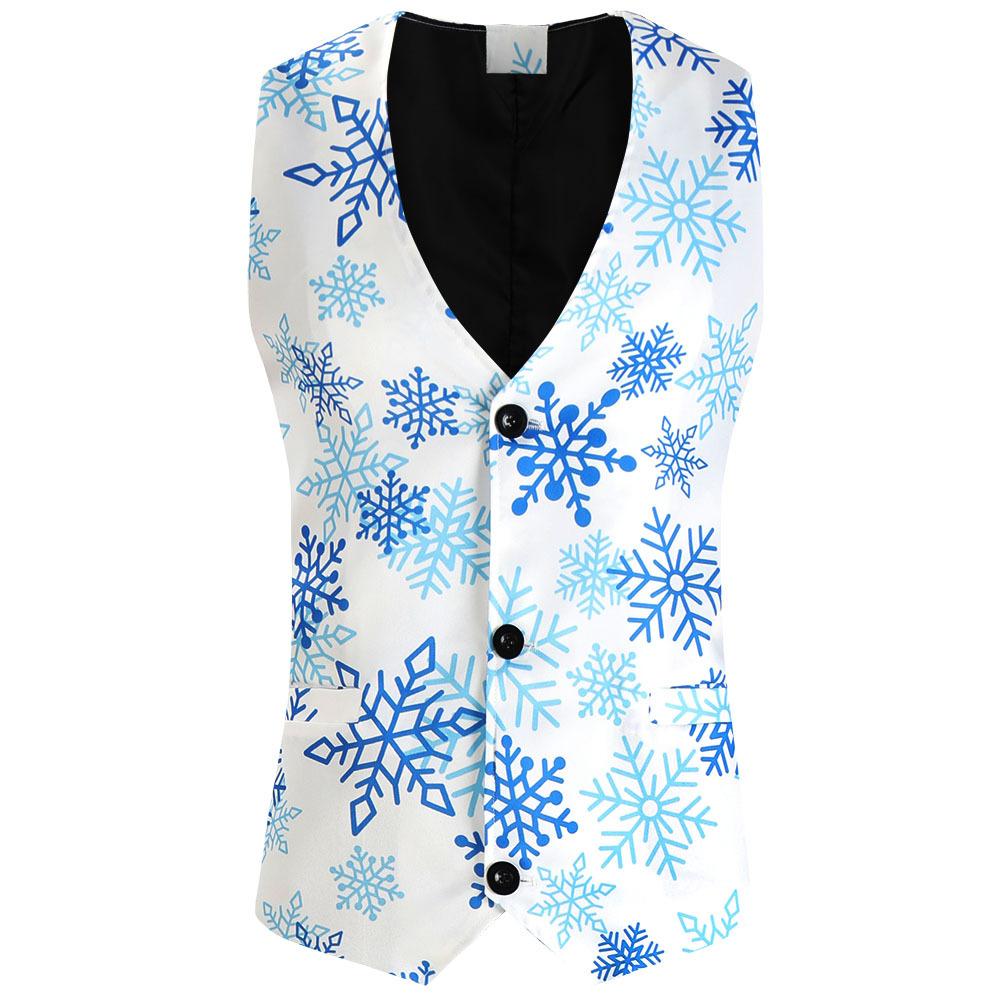 Christmas light blue men's Blazer suits Santa 3D print trousers with vest