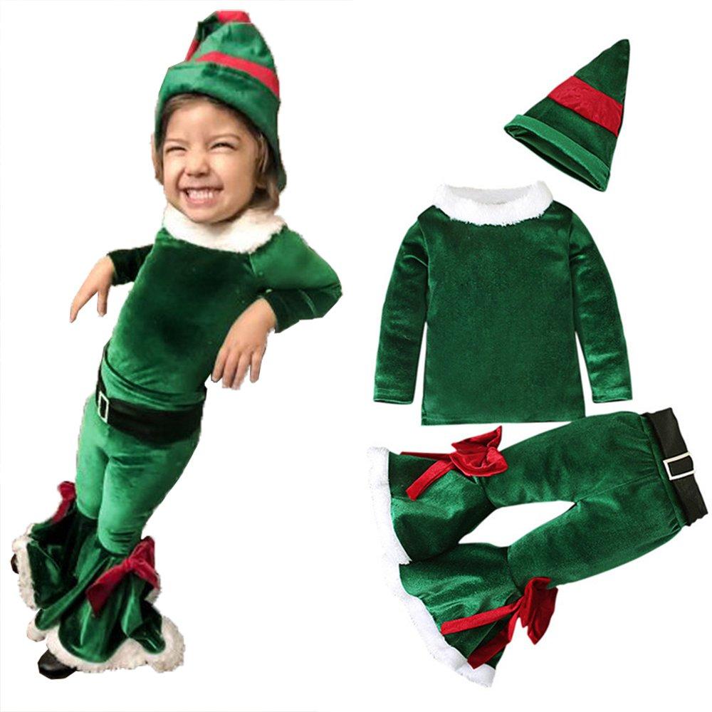 Christmas Costume Kids' Long Sleeve Top Bell Bottoms Trousers Suit