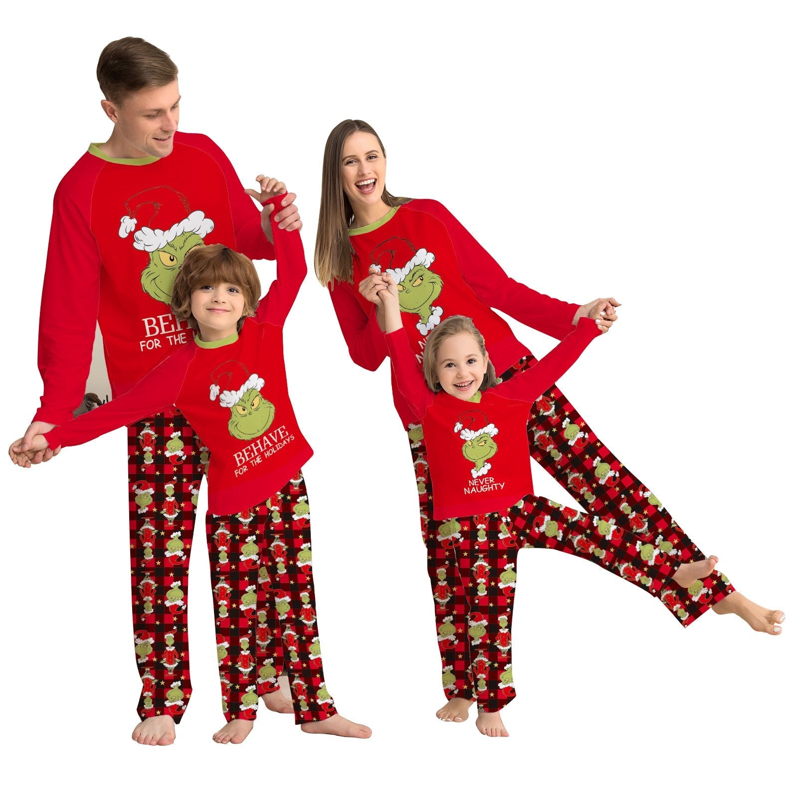 Grinch Letter Christmas Family Couples Matching Pajamas Party Sets