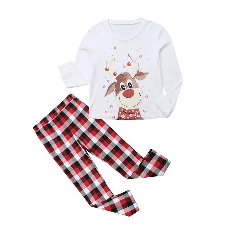 Family Matching Senta Elk Printed Long Sleeve Christmas Pajamas Set