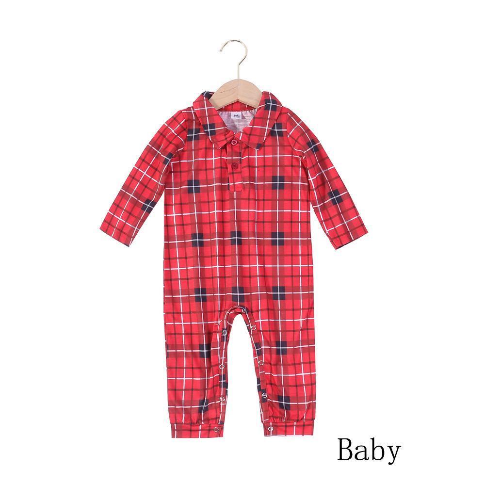 Christmas Family Matching Pajamas Red Print Plaid Suit Dog Pajamas