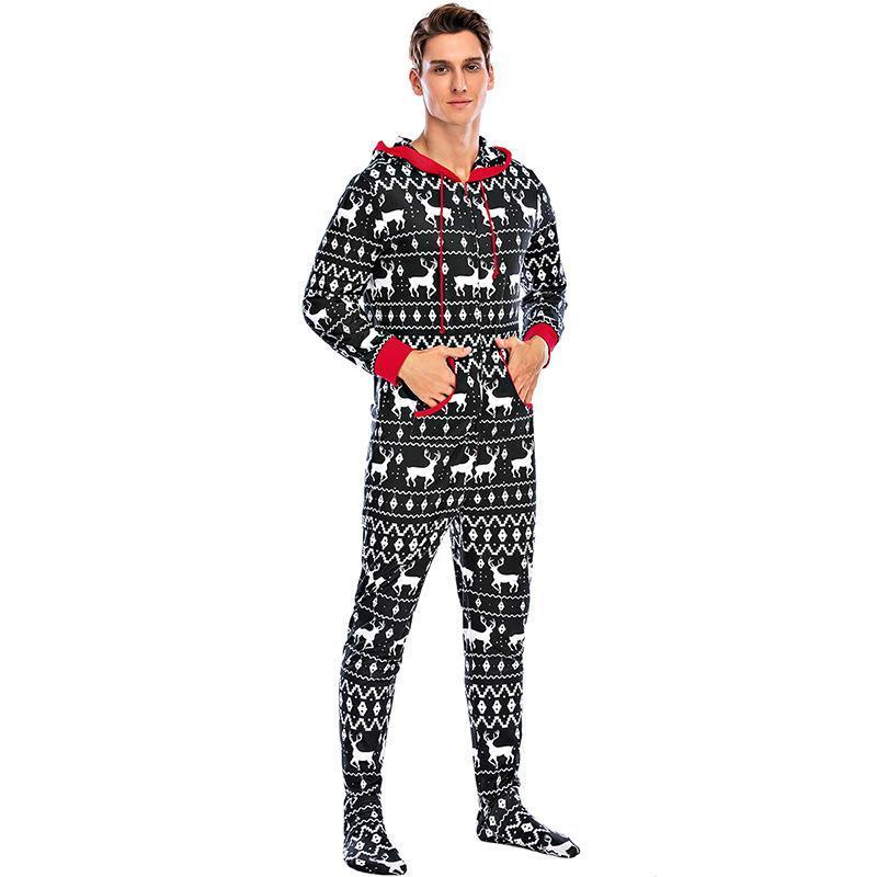 Elk Christmas Printed Onesies Family Matching Pajamas Set Sleepwear Even socks