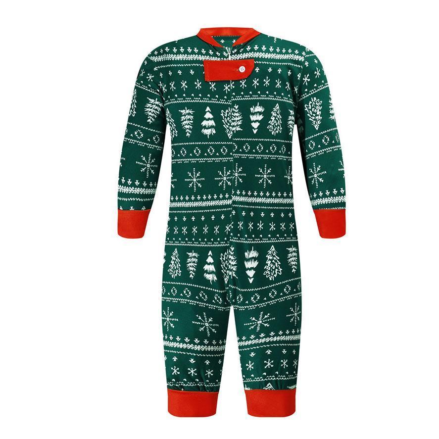 Christmas Family Matching Pajamas Green snowflake Christmas tree print Xmas Ugly Pajamas Warm Sleepwear