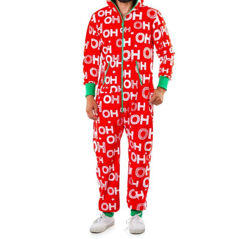 Christmas Pajamas Jumpsuit Humping Reindeer Elk Balls Hoodie for Men