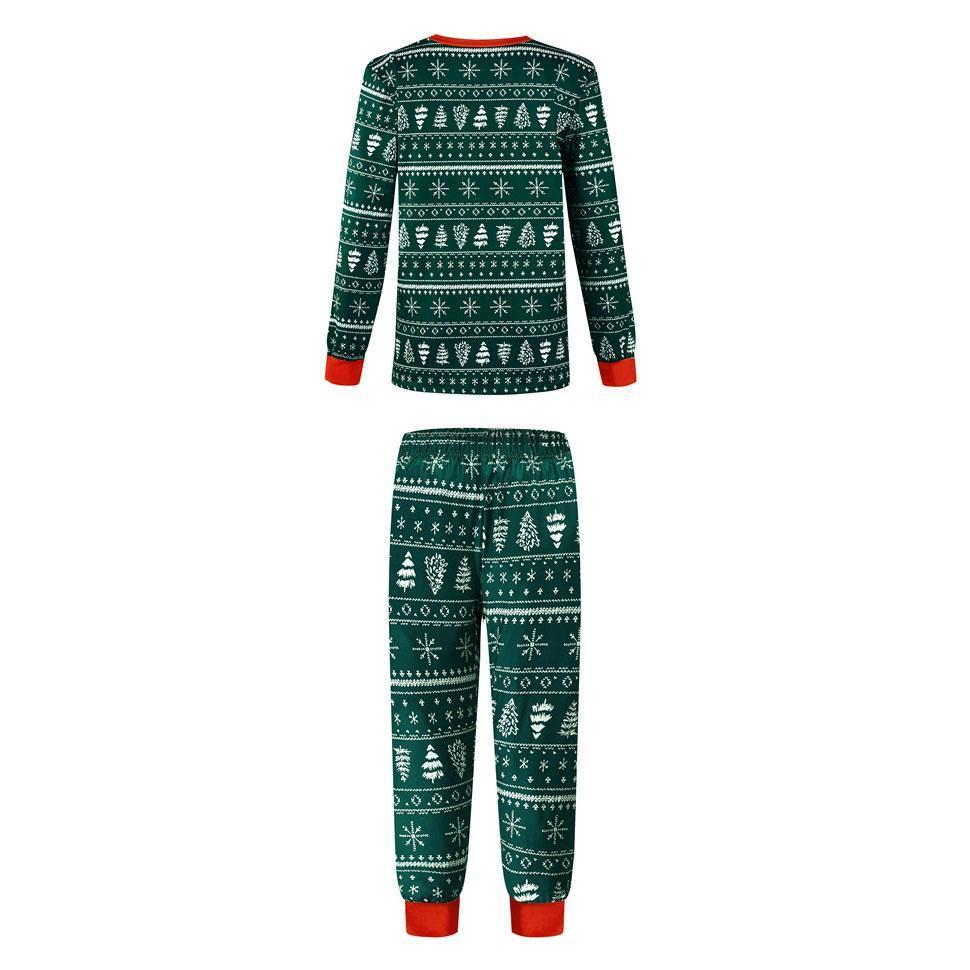 Christmas Family Matching Pajamas Green snowflake Christmas tree print Xmas Ugly Pajamas Warm Sleepwear