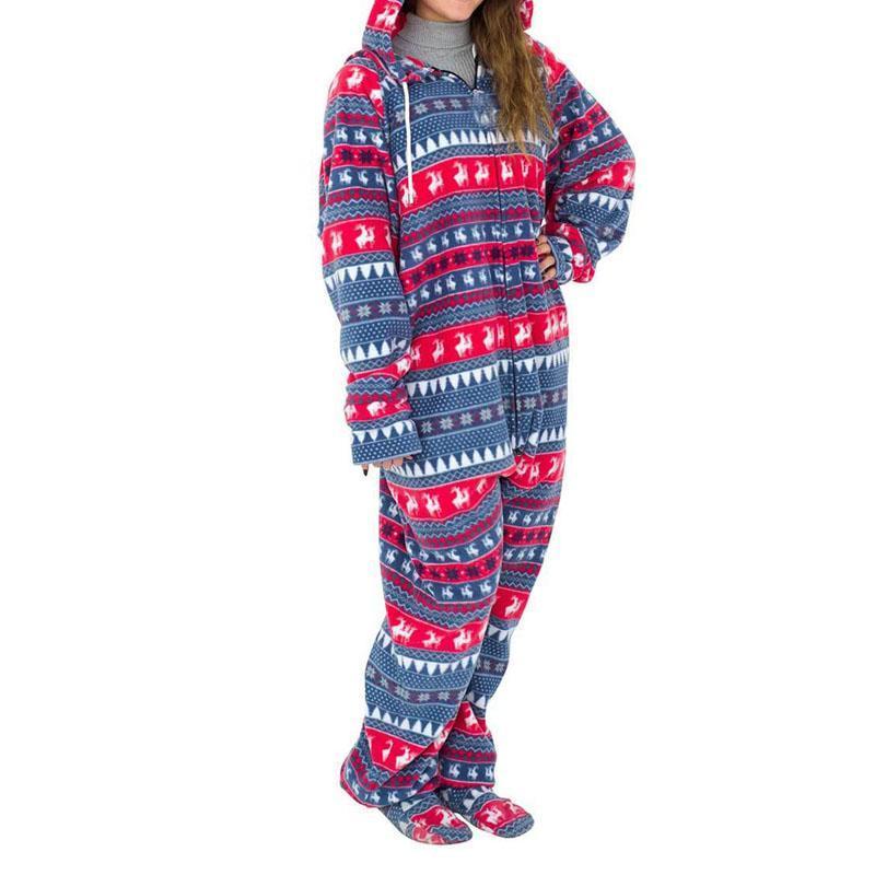 Humping Reindeer Elk Balls Ugly Christmas Lazy Black Pajama Suit with Hood pajamas for women