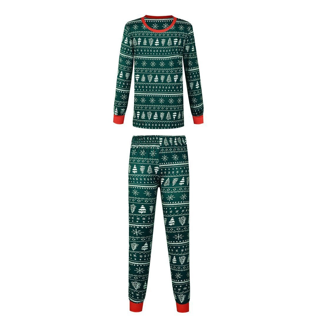 Christmas Family Matching Pajamas Green snowflake Christmas tree print Xmas Ugly Pajamas Warm Sleepwear