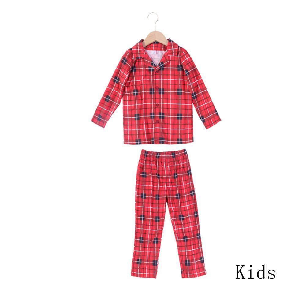 Christmas Family Matching Pajamas Red Print Plaid Suit Dog Pajamas