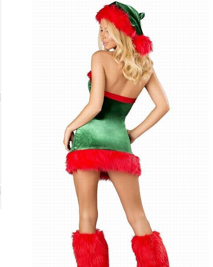 Christmas Sexy Green Tree Suit Santa Claus Costumes Adults Uniform